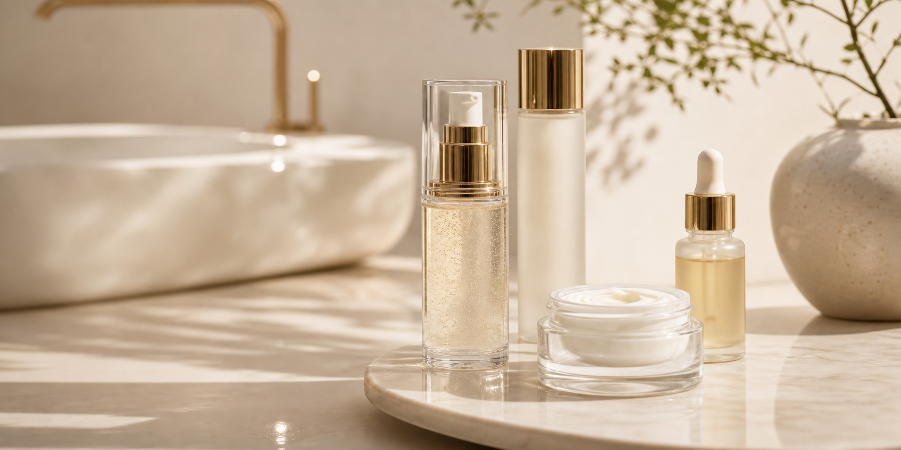 Luminous skincare still life for glow and radiance